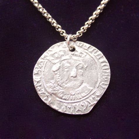 Replica Tudor Coin Pewter Pendant Necklace With Gift Pouch 